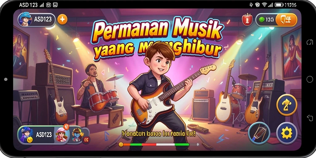 Tangkapan layar gameplay <strong>ASD123</strong> dengan tampilan menarik yang menunjukkan pengalaman musik.