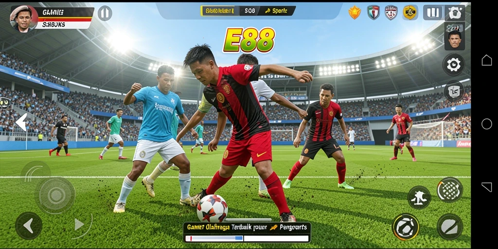 Tampilan gameplay menarik dari E88 dengan aksi olahraga yang mendebarkan.