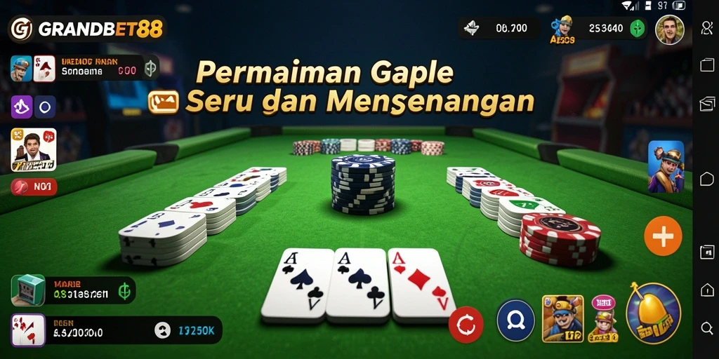 Tampilan gameplay Gaple yang seru di GRANDBET88.