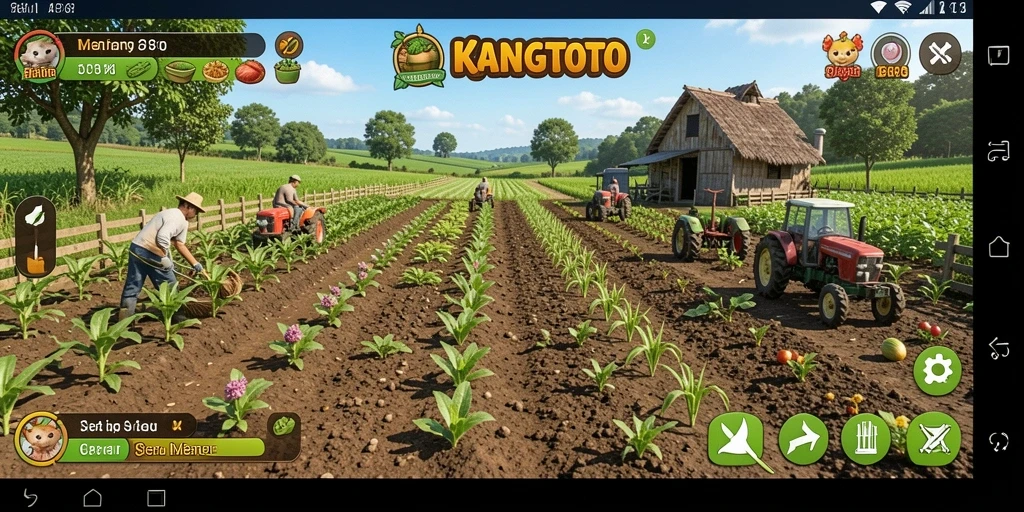 Tangkapan layar permainan KANGTOTO menunjukkan aktivitas bertani yang menarik.