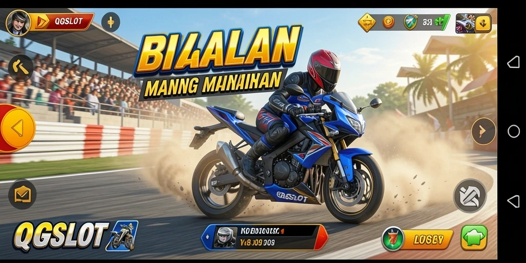 Tampilan gameplay seru dengan motor balap yang cepat.