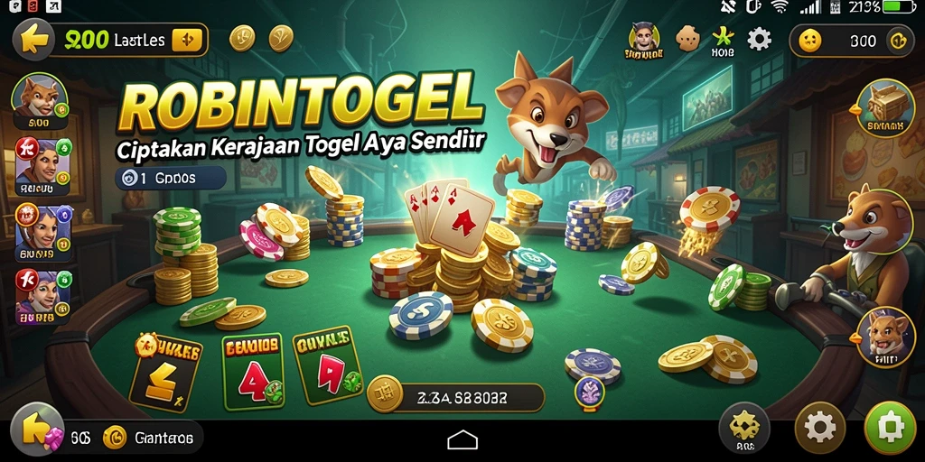 Tangkapan layar utama ROBINTOGEL menunjukkan gameplay Tycoon yang seru.